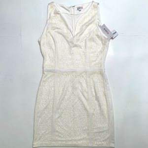 Just Fab Cream Paneled Dress